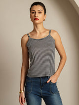 [Raya Negra] SilkSilky-ES Square Neck Top de tirantes 001