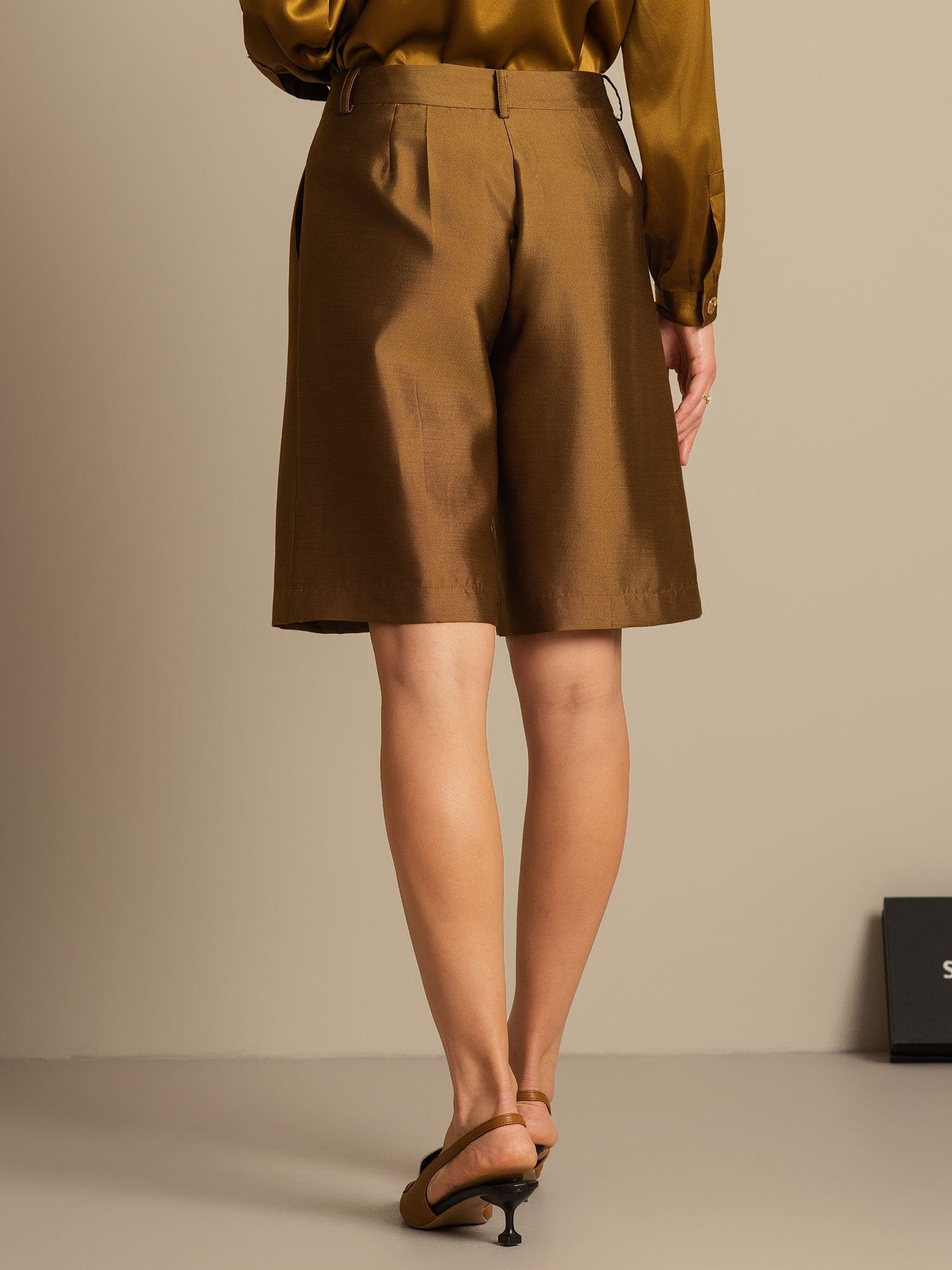 [Bronce] SilkSilky-ES 32Momme Silk-Wool Blend Womens Shorts 002,