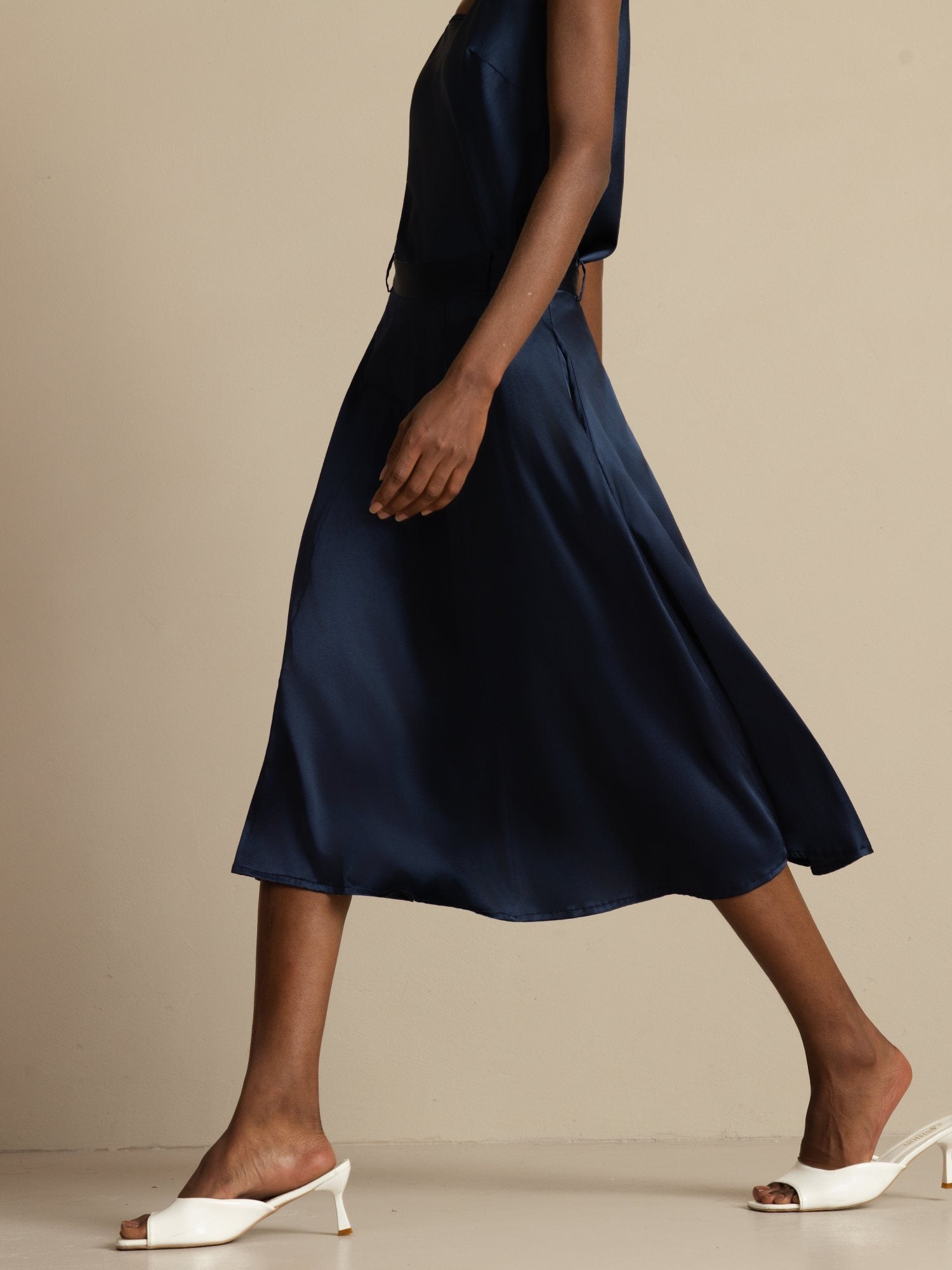 [AzulOscuro] SilkSilky-ES 19Momme Seda Skirt 005