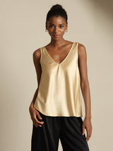 [Champán] SilkSilky-ES Sleeveless V Neck Top de tirantes 004