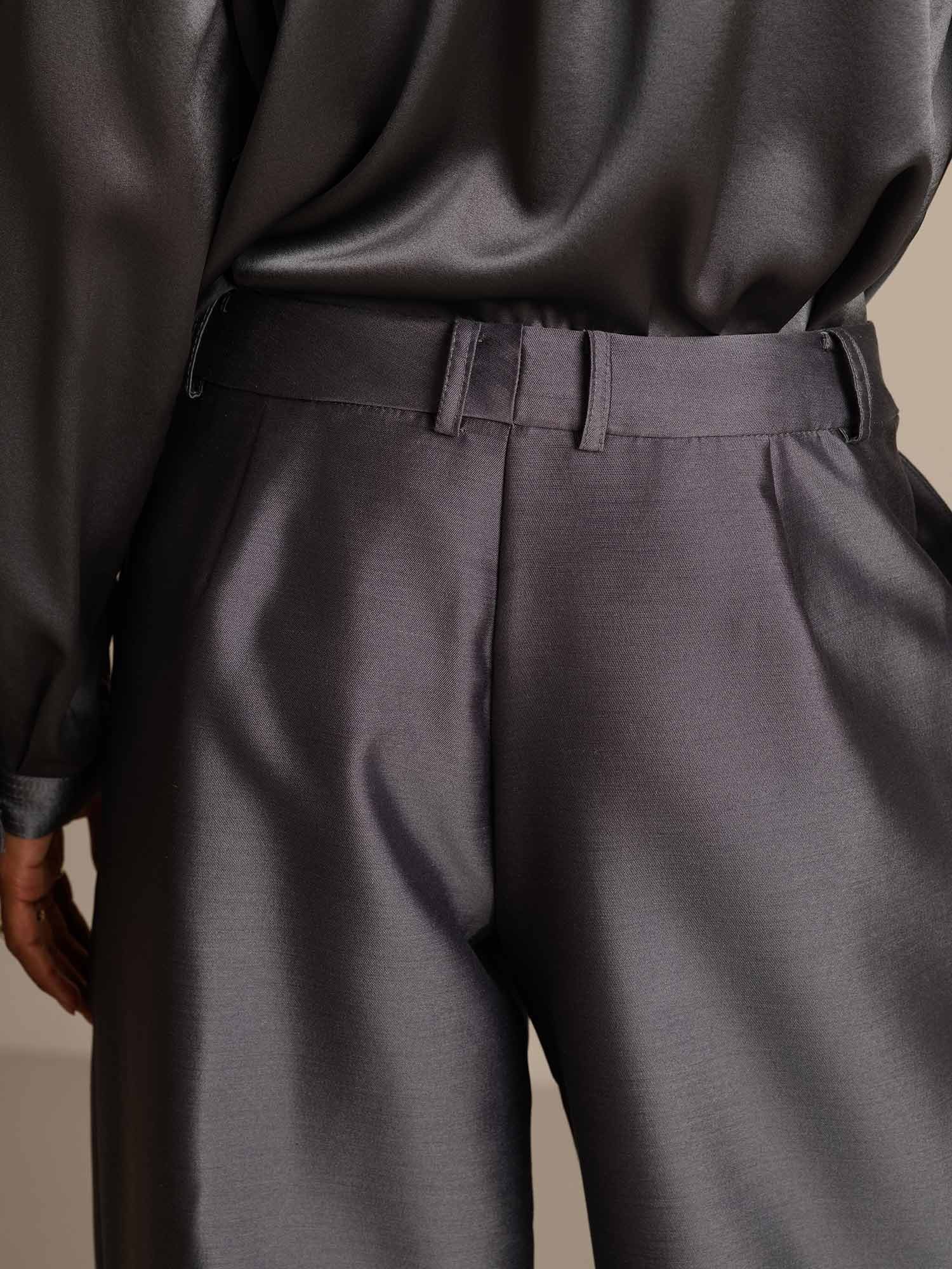 [Gris] SilkSilky-ES 32Momme Silk-Wool Blend Womens Pants 005,