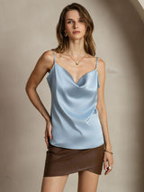 [Azul Grisáceo] SilkSilky-ES Spaghetti Strap Cowl Neck Top de tirantes 001