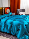 SilkSilky ES 22Momme Seda Pura Duvet Cover AzulReal 004