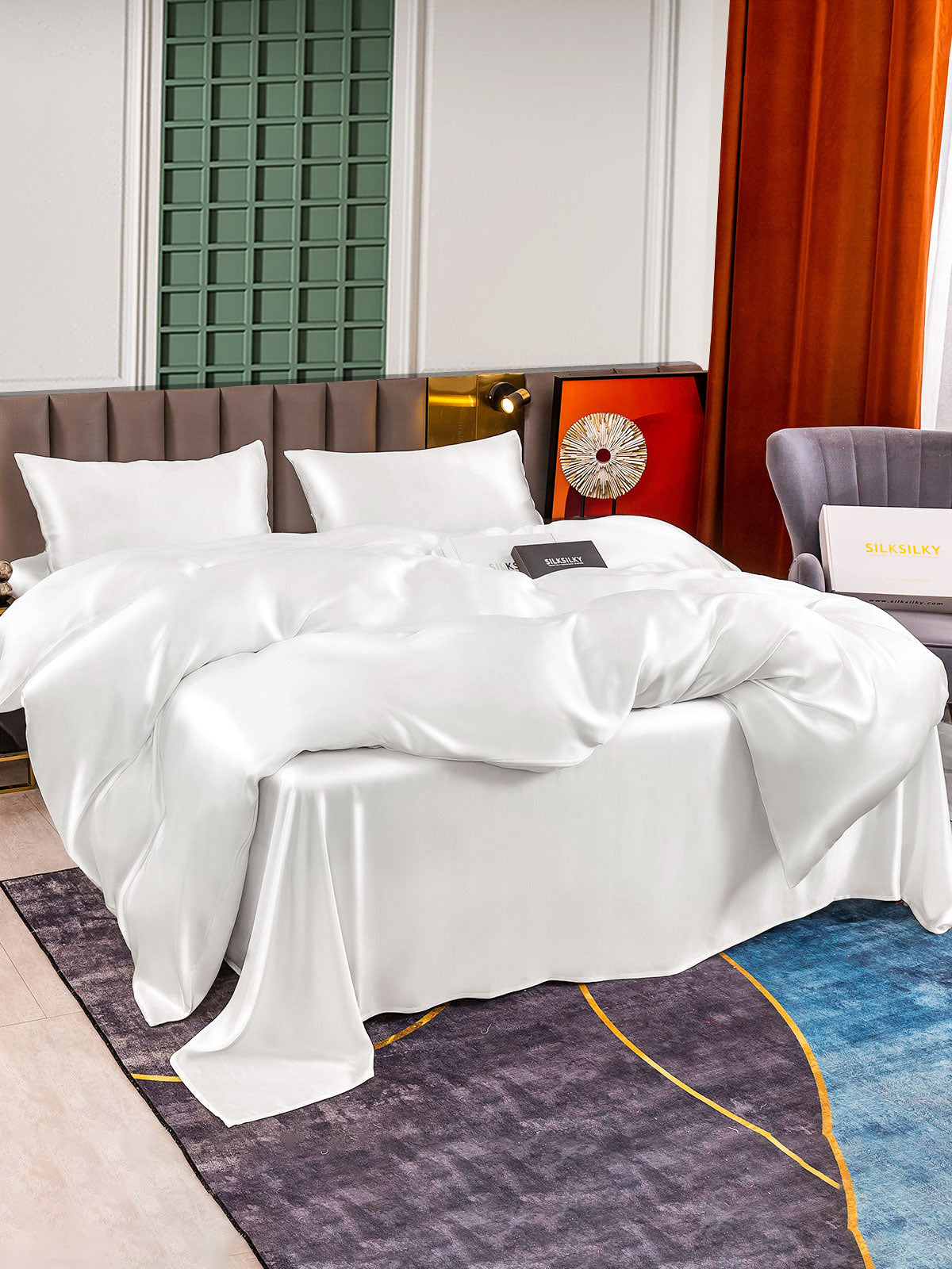 [Blanco] SilkSilky-ES 25Momme Seda Pura Bedding Set 002