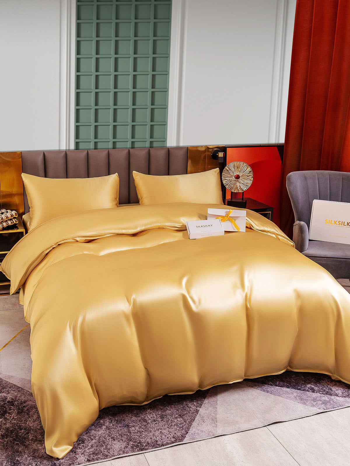 [Champán] SilkSilky-ES 25Momme Seda Pura Bedding Set 002