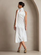 [Blanco] SilkSilky-ES Sleeveless Halter Vestido 002