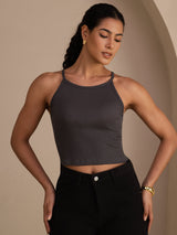 [Gris] SilkSilky-ES Sleeveless Crew Neck Top de tirantes 003