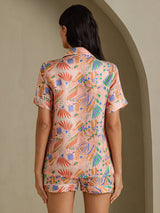 [Fauna Rosa] SilkSilky-ES Short Sleeve Notch Collar Pijamas de mujer 002