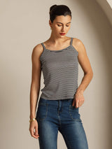 [Raya Negra] SilkSilky-ES Square Neck Top de tirantes 004