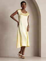 [Amarillo Claro] SilkSilky-ES Cap Sleeve Vestido 003