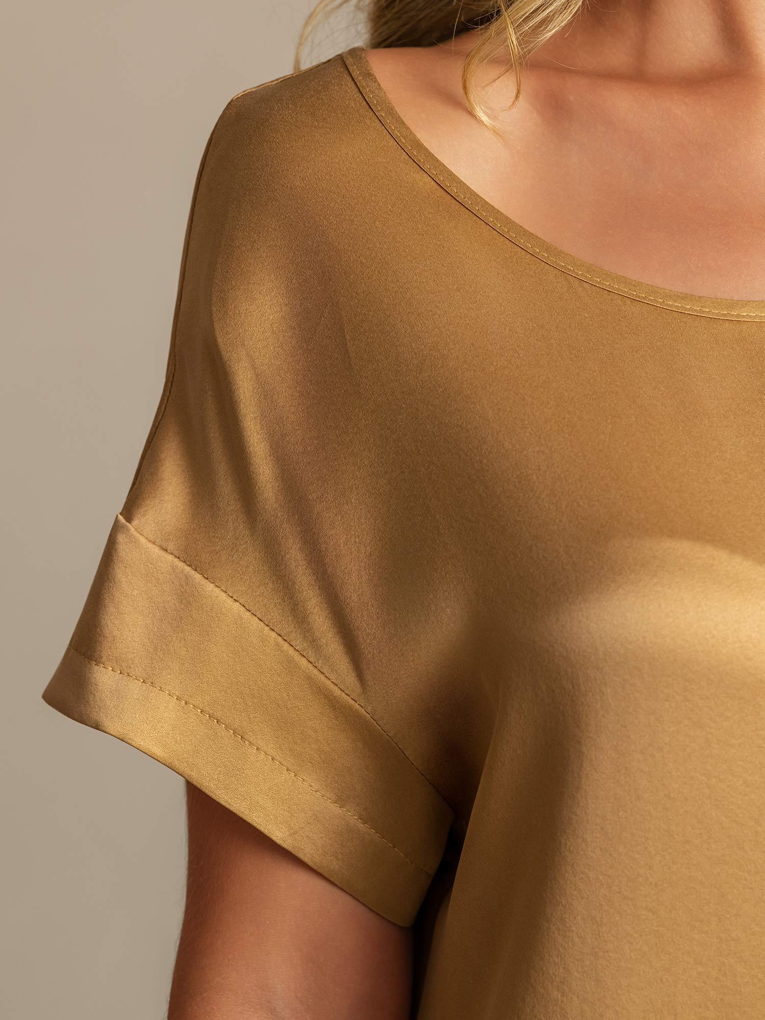 [MarrónClaro] SilkSilky-ES 19Momme Seda Nightgown 004