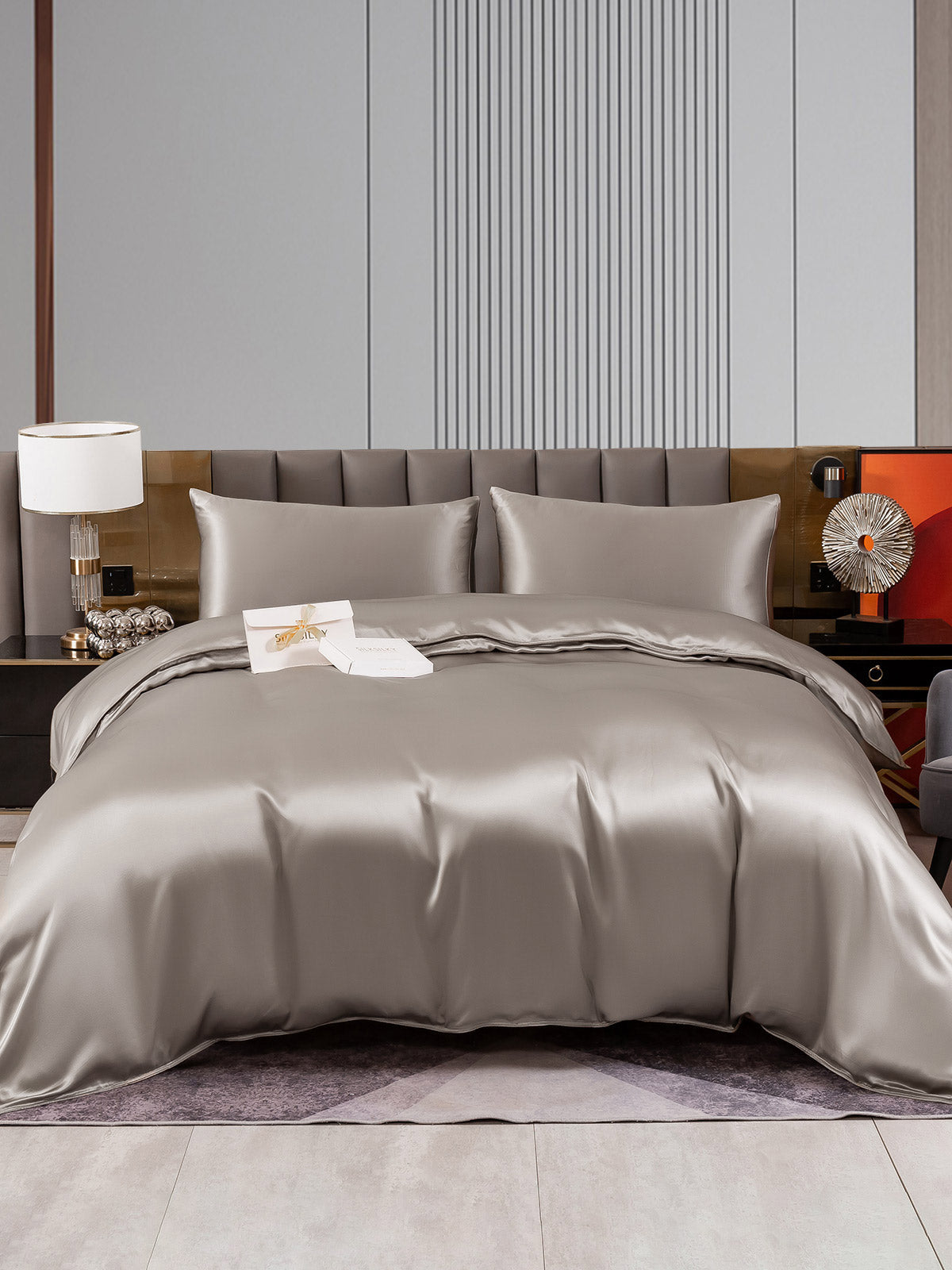 [Gris] SilkSilky-ES 22Momme Seda Pura Bedding Set 001