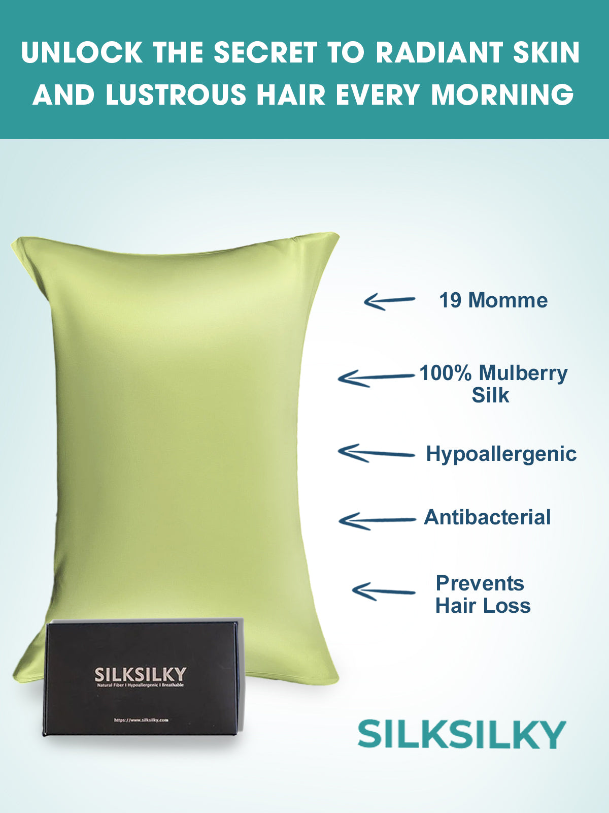 [Menta Verde] SilkSilky-ES 19Momme Seda Pura Pillowcase 003