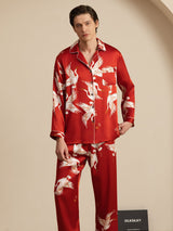 [Vino] SilkSilky-ES Long Sleeve Notch Collar Pijamas de hombre 006
