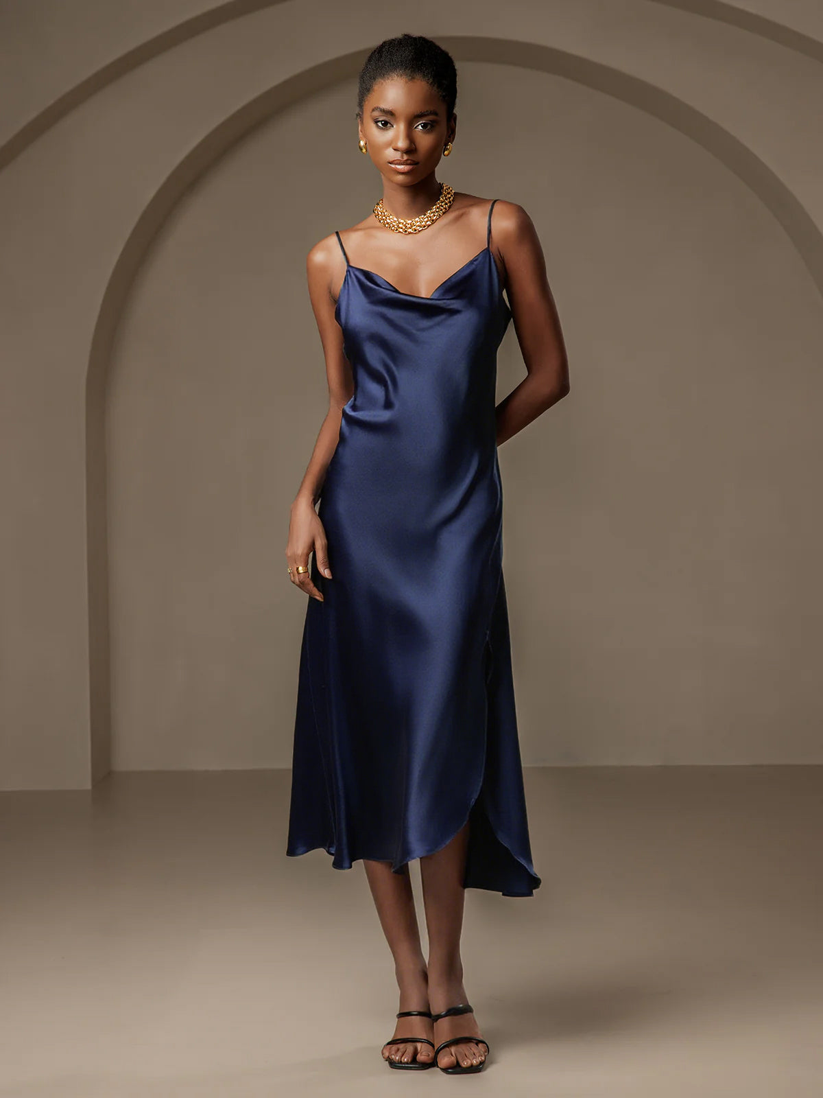 [Azul Oscuro] SilkSilky-ES 19Momme Nightgown 001