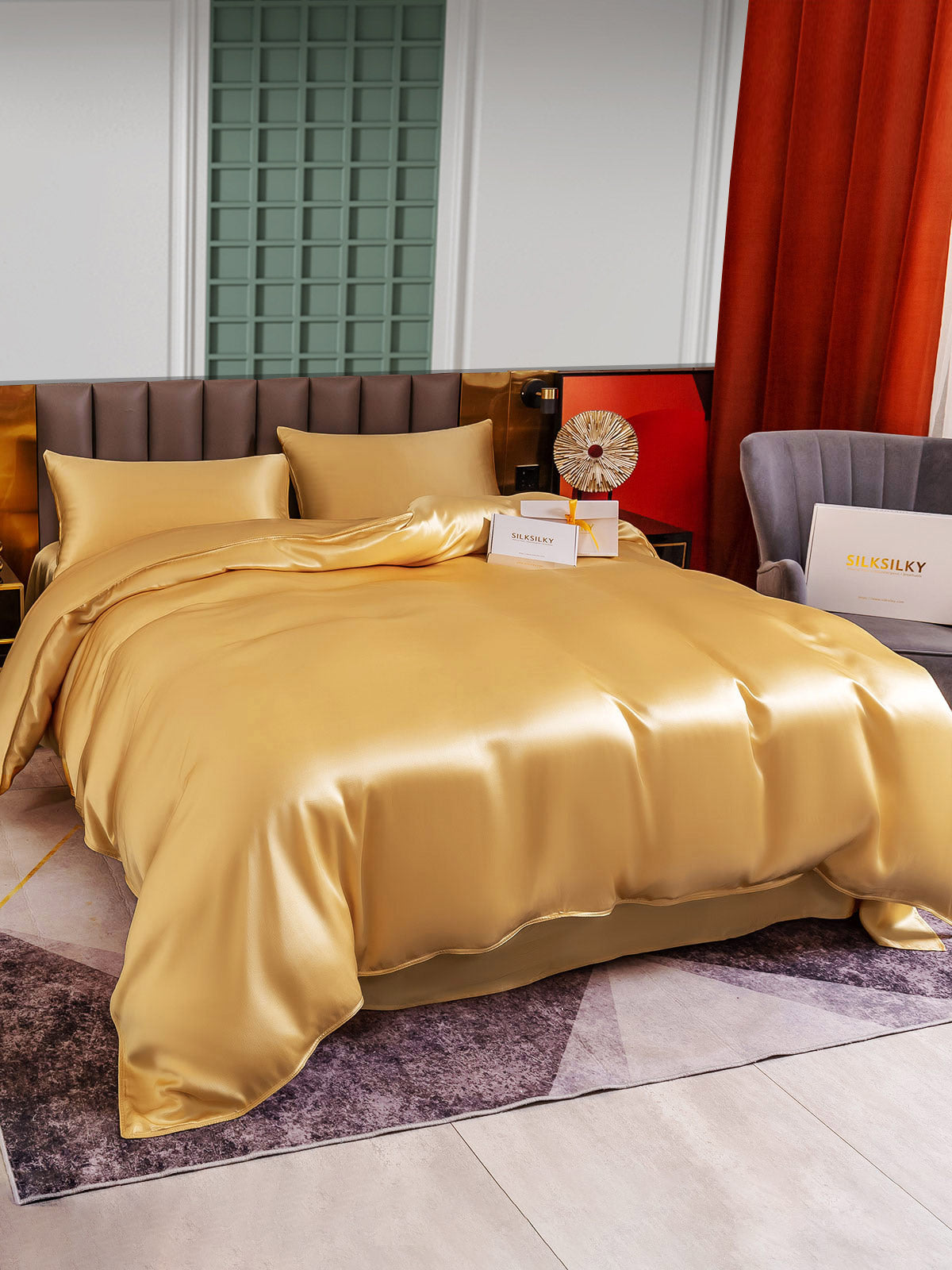 [Champán] SilkSilky-ES 25Momme Seda Pura Bedding Set 005