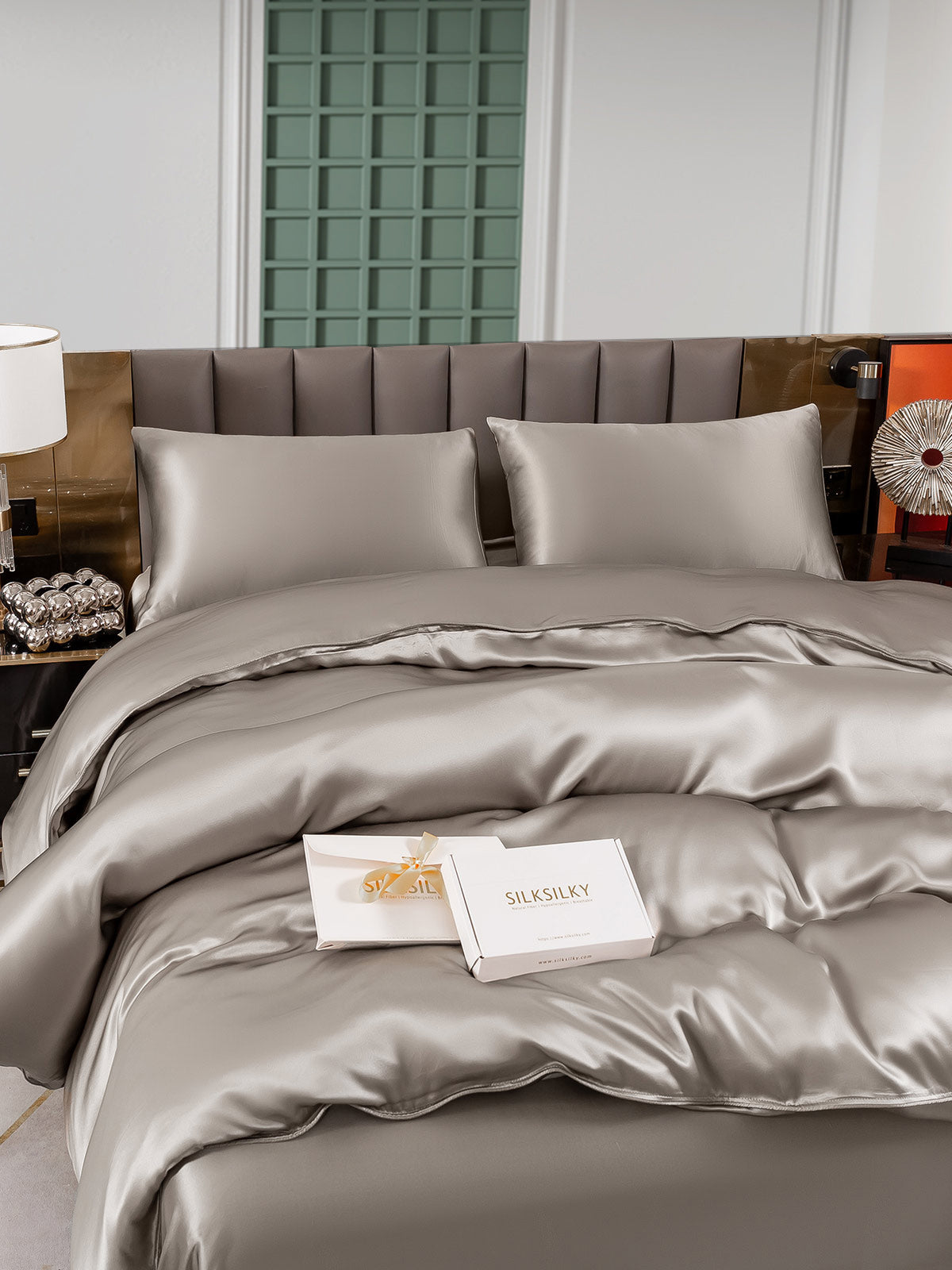 [Gris] SilkSilky-ES 25Momme Seda Pura Bedding Set 004