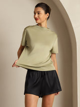 [Hierba Seca] SilkSilky-ES Short Sleeve Camisetas de Mujer 003