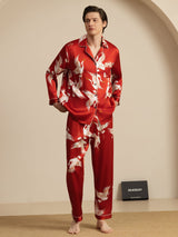 [Vino] SilkSilky-ES Long Sleeve Notch Collar Pijamas de hombre 004