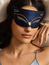 [Azul Oscuro] SilkSilky-ES Seda Pura Eye Mask 001