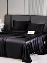 [Negro] SilkSilky-ES 22Momme Seda Pura Bedding Set 006,