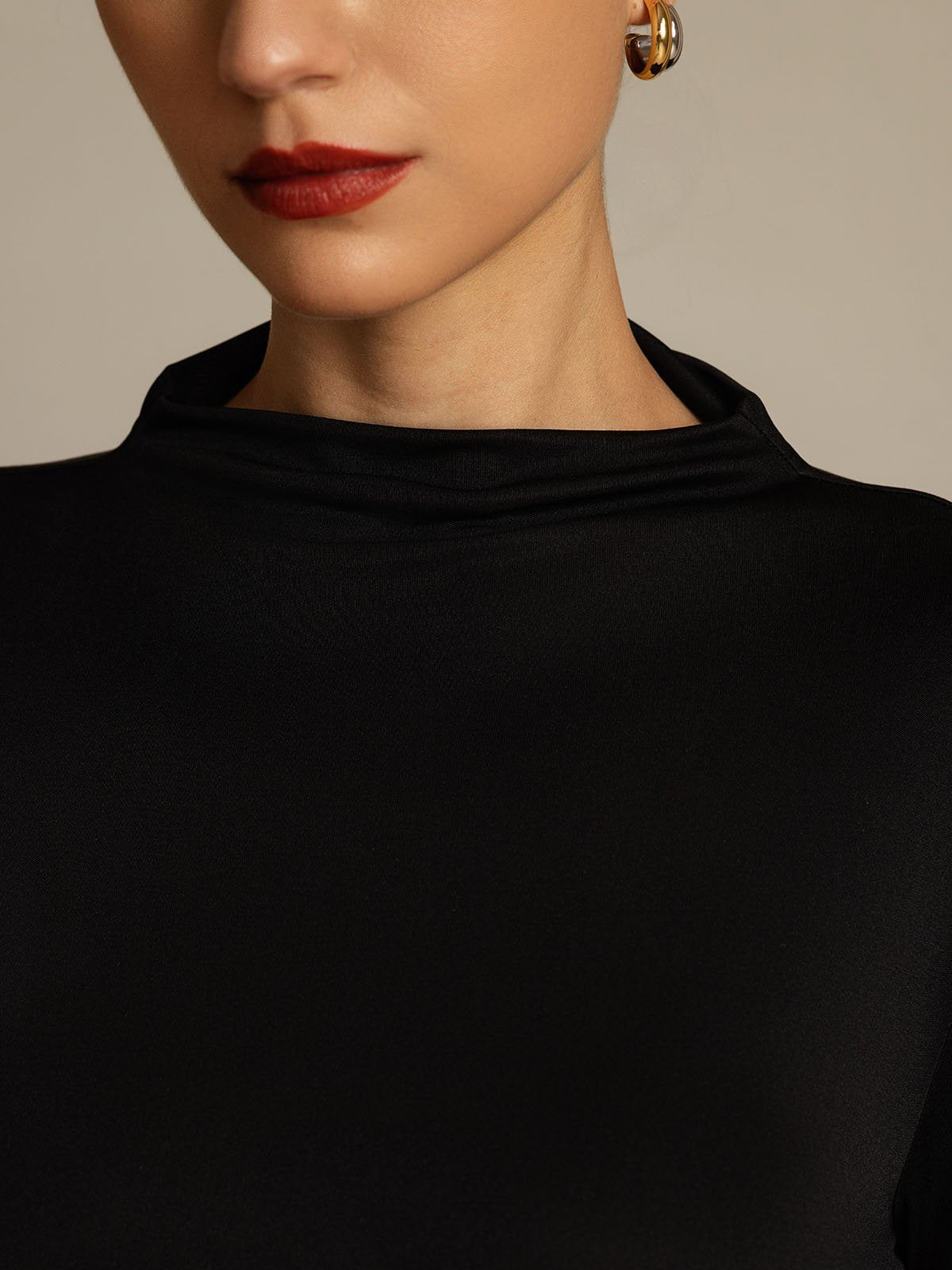 [Negro] SilkSilky-ES Seda Pura Womens T-Shirt 004