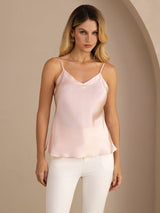 [Rosa Claro] SilkSilky-ES Spaghetti Strap V Neck Top de tirantes 004
