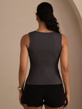 [Gris] SilkSilky-ES Sleeveless Deep V Neck Top de tirantes 002