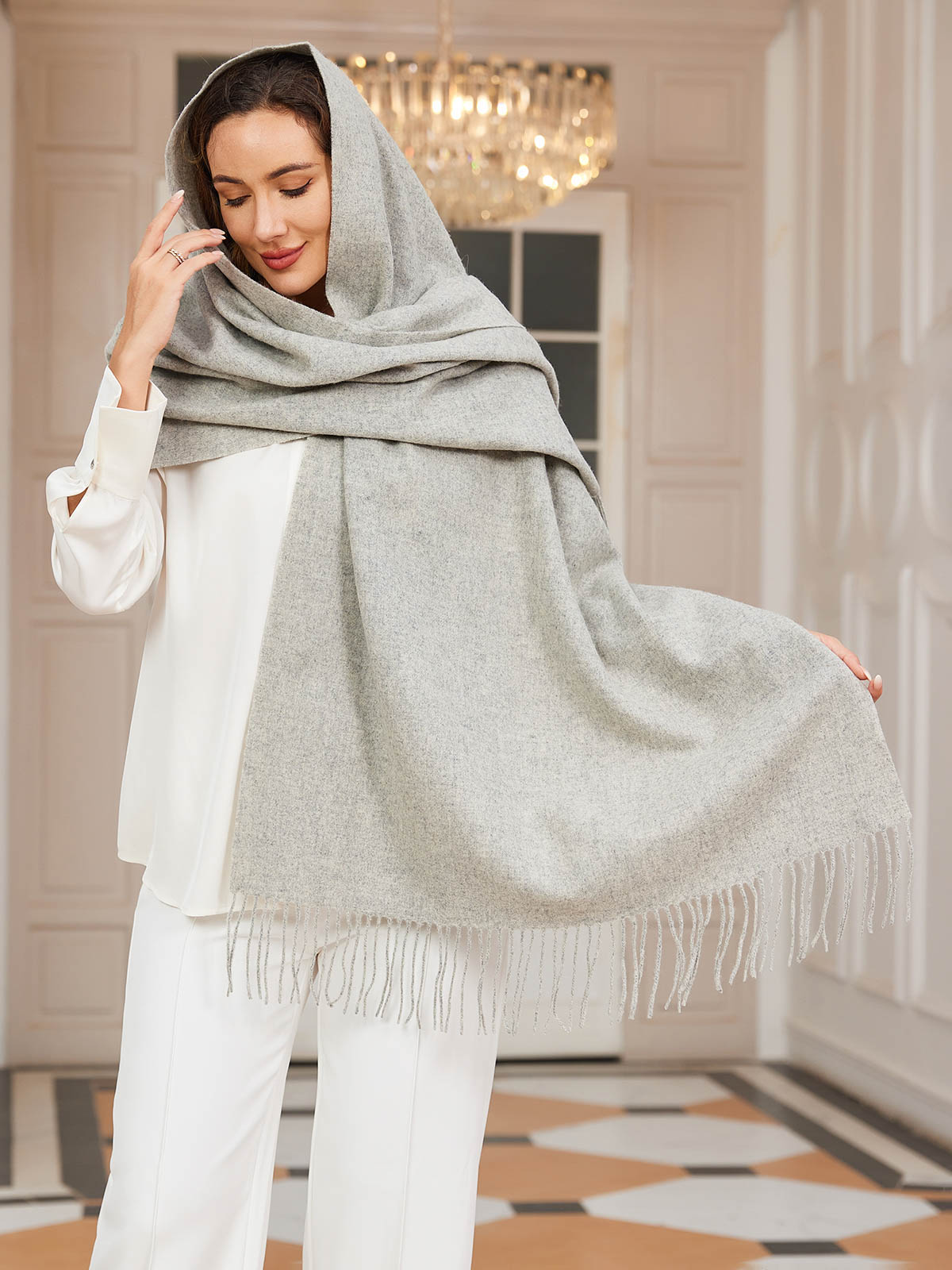 [Gris Claro] SilkSilky-ES Lana Scarf 003