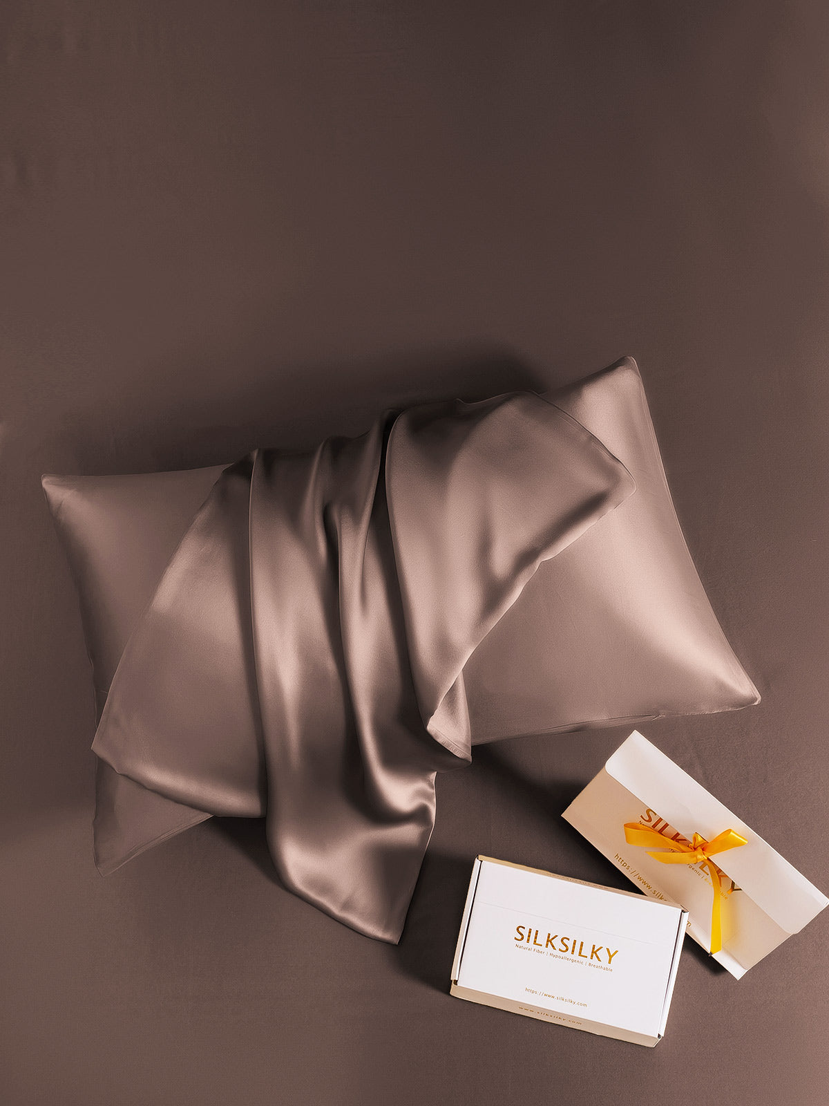 [Marrón] SilkSilky-ES 19Momme Seda Pura Pillowcase 005