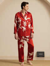 [Vino] SilkSilky-ES Long Sleeve Notch Collar Pijamas de hombre 001