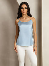 [Azul Grisáceo] SilkSilky-ES Spaghetti Strap Top de tirantes 004
