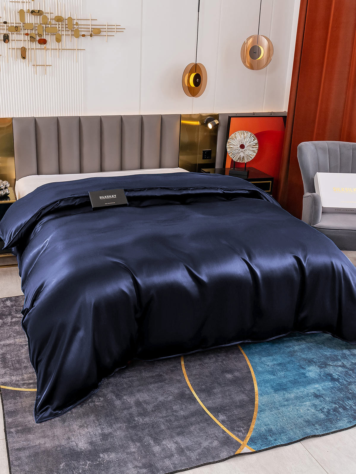[Azul Oscuro] SilkSilky-ES 19Momme Seda Pura Duvet Cover 003