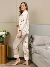 [Rosa Claro] SilkSilky-ES Long Sleeve Lapel Collar Pijamas de mujer 002