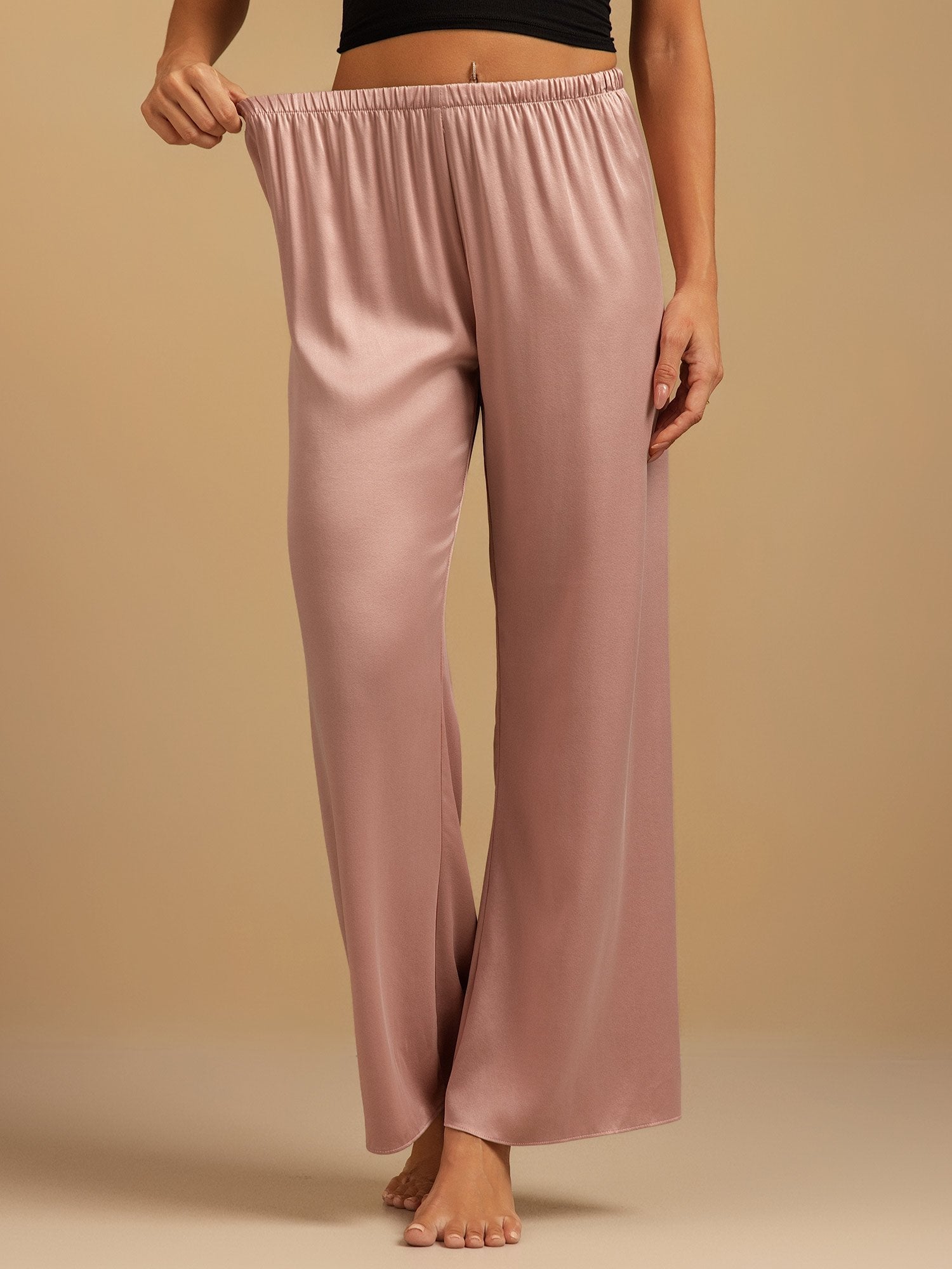 [Piel De Melocotón] SilkSilky-ES 19Momme Seda Womens Sleep Bottoms 001,