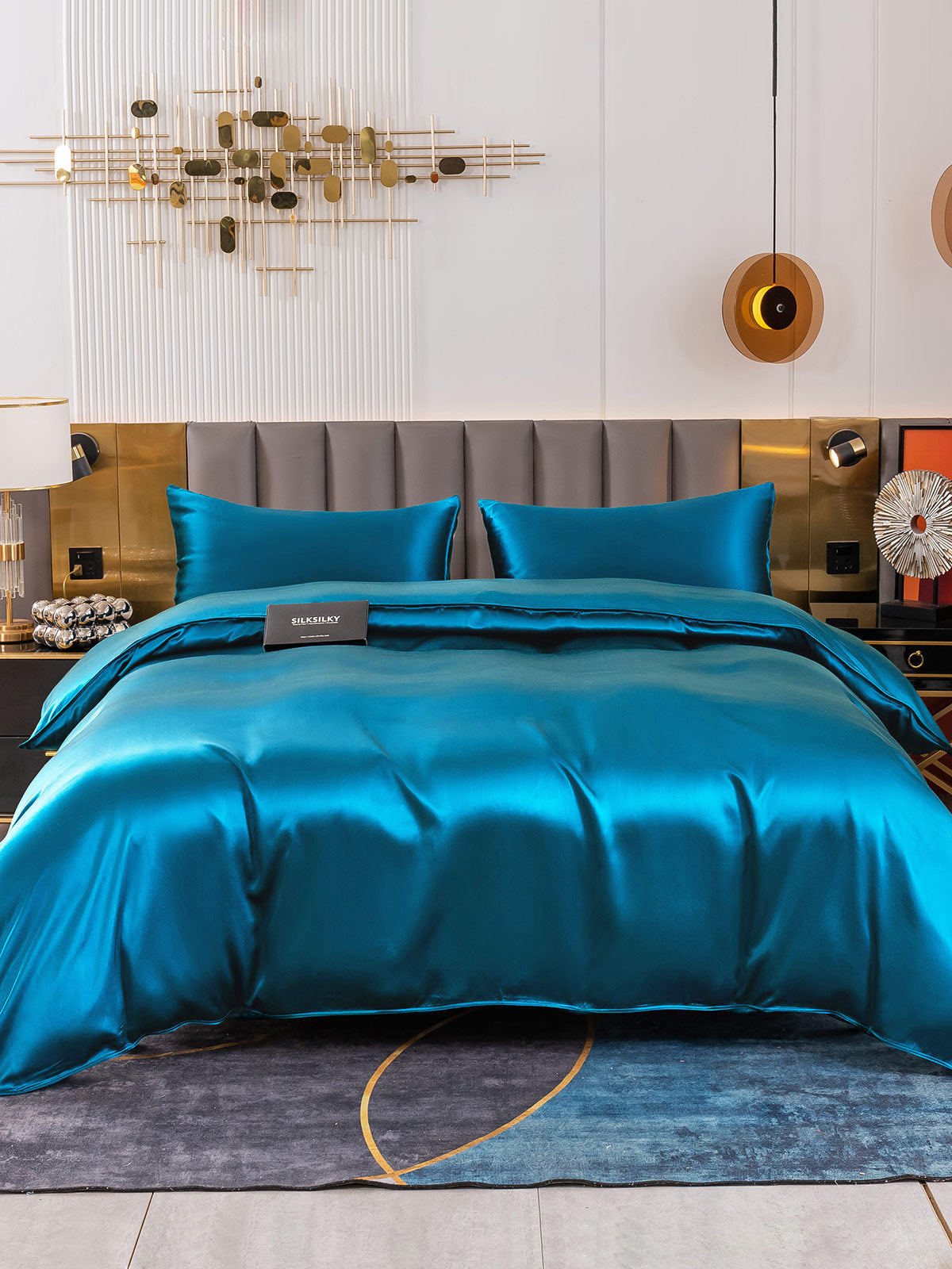 [Azul Real] SilkSilky-ES 19Momme Juego de ropa de cama 002