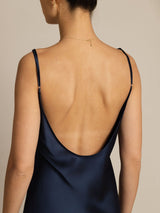 [Azul Oscuro] SilkSilky-ES Spaghetti Strap Cuello en U Vestido 005