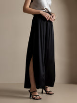 [Negro] SilkSilky-ES 19Momme Seda Split Pantalones de mujer 004