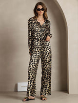 [Leopardo] SilkSilky-ES 19Momme Seda Cuello Camisero Women''s Outfit Sets 003