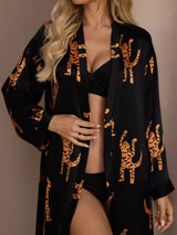[Tigre Negro] SilkSilky-ES Long Sleeve Womens Robe 004