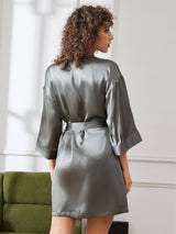 [Verde Grisáceo] SilkSilky-ES 3/4 Sleeve Bata de mujer 002
