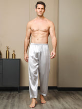 [Gris] SilkSilky-ES Seda Pura Mens Sleep Bottoms 003,