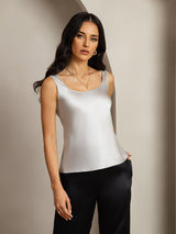 [Plata] SilkSilky-ES 19Momme Sin mangas Escote Cuchara Top de tirantes 001