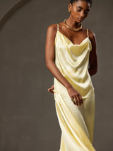 [Amarillo] SilkSilky-ES Spaghetti Strap Cowl Neck Top de tirantes 001