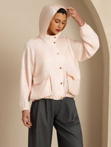 [Rosa] SilkSilky-ES Manga larga Cuello Alto Chaqueta de mujer 001