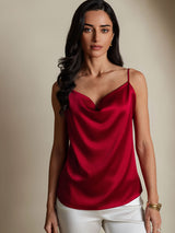 [Vino] SilkSilky-ES Spaghetti Strap Cowl Neck Top de tirantes 001