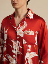[Vino] SilkSilky-ES Long Sleeve Notch Collar Pijamas de hombre 007