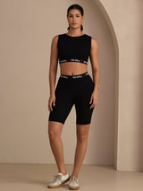 [Negro] SilkSilky-ES Sleeveless Crew Neck Women's Outfit Sets 007
