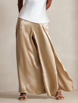 [Champán] SilkSilky-ES 19Momme Seda Split Pantalones de mujer 001