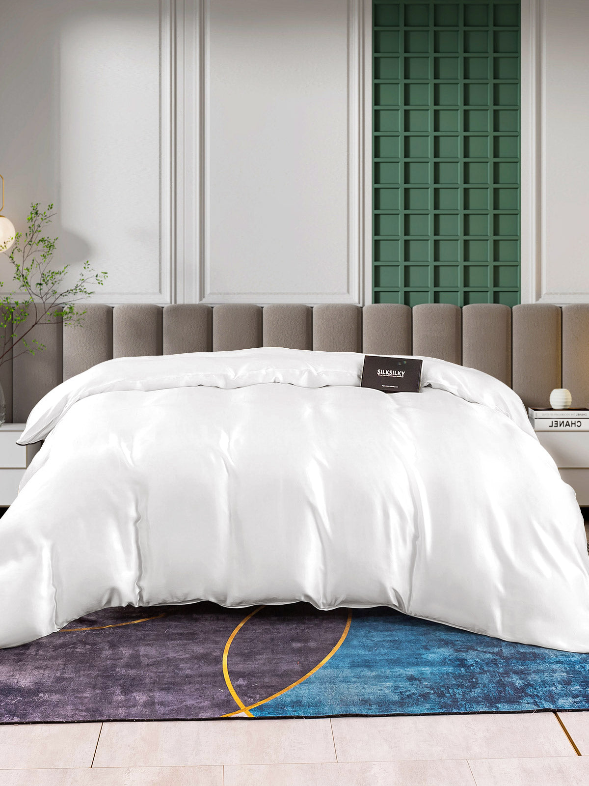 SilkSilky ES 25Momme Seda Pura Duvet Cover Blanco 003